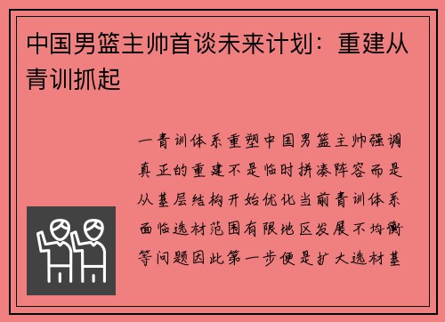 中国男篮主帅首谈未来计划：重建从青训抓起